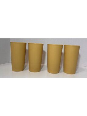 Vintage Tupperware Harvest Gold Stackable Tumblers (Set of 4)